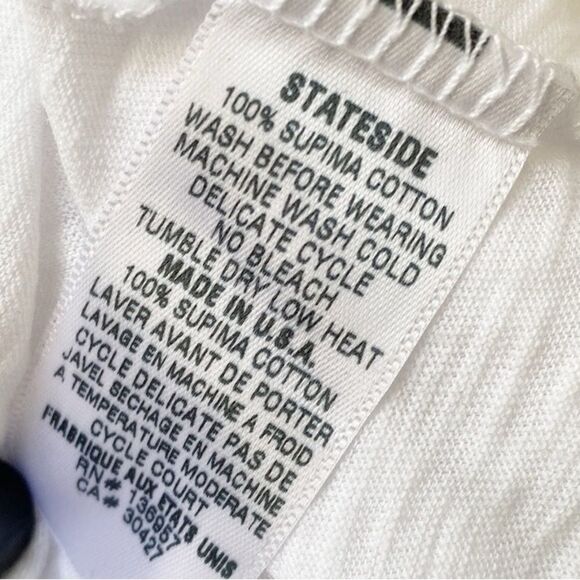 Stateside Supima Cotton Slub Knit Short Sleeve Button Down Pocket Shirt in White - Picture 6 of 6